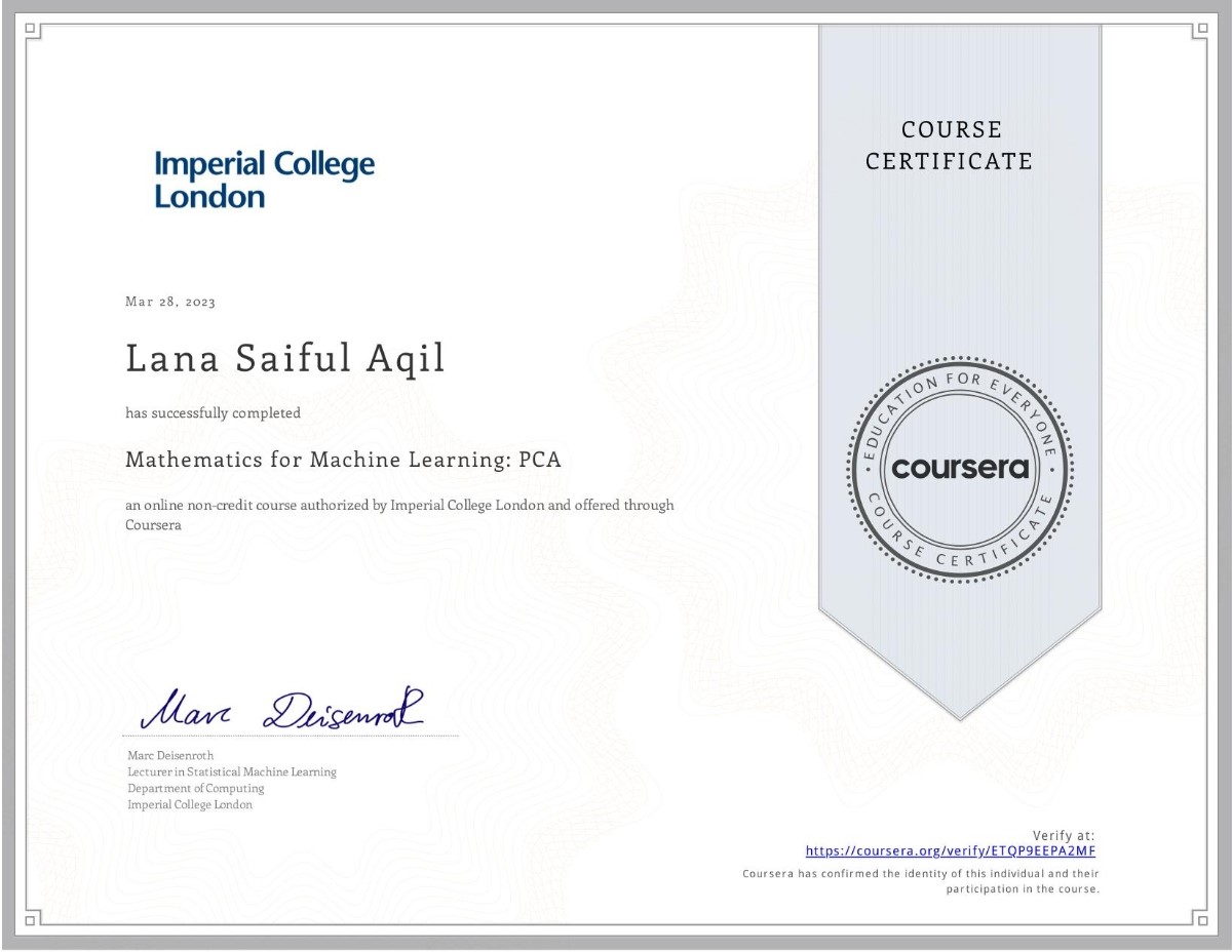 Mathematics for Machine Learning: PCA